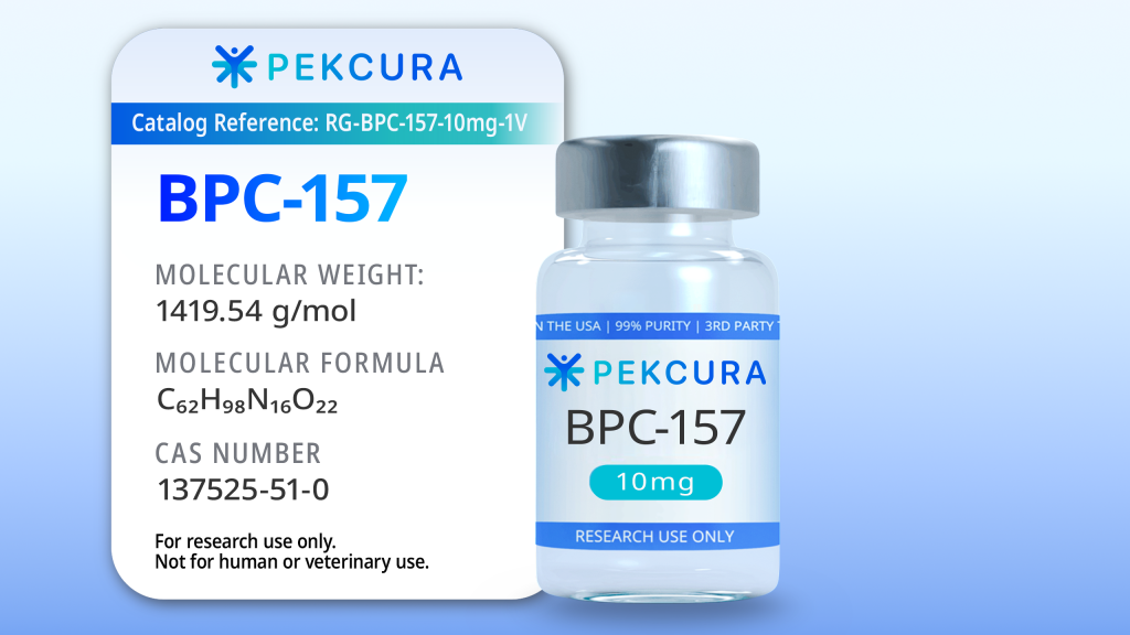 BPC-157 10mg research peptide vial with product label
