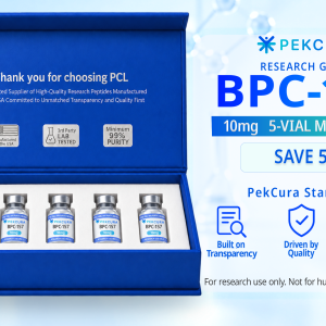 BPC-157 10mg research peptide 5 pack with product label