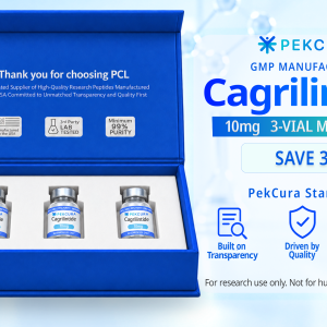 Cagrilintide 10mg GMP manufactured research peptide 3 pack with product label
