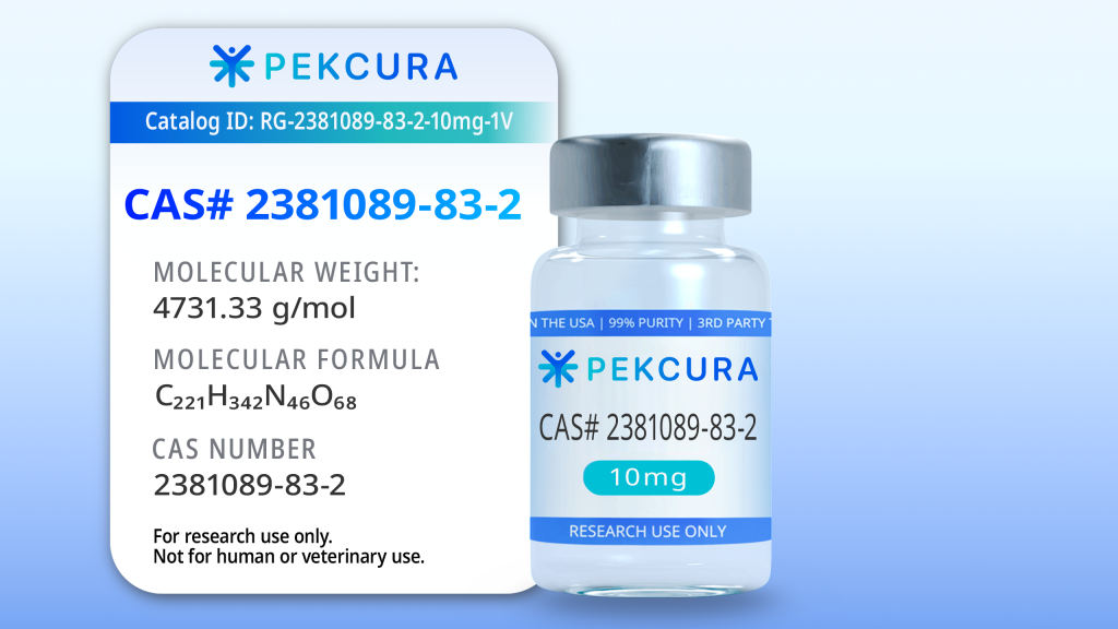 CAS# 2381089-83-2 10mg research grade peptide vial with product label