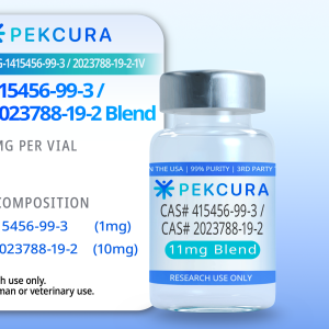CAS # 415456-99-3 1mg and CAS # 2023788-19-2 10mg research grade peptide blend vial with product label