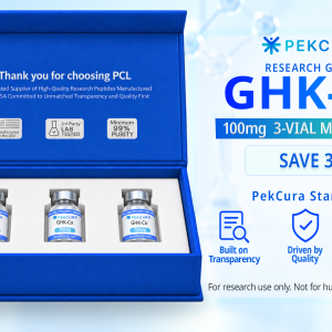 GHK-Cu 100mg research peptide 3 pack with product label