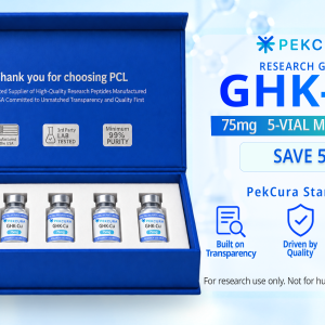GHK-Cu 75mg research peptide 5 pack with product label