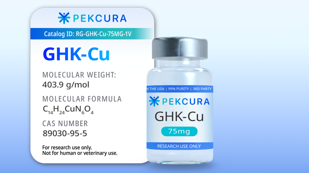 GHK-Cu 75mg research peptide vial with product label