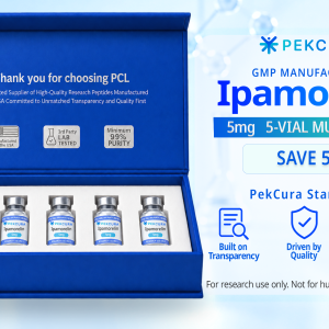 Ipamorelin 5mg GMP manufactured research peptide 5 pack with product label