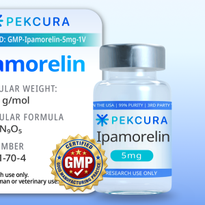 Ipamorelin 5mg GMP manufactured peptide vial with product label