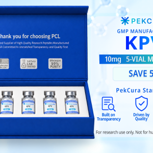 KPV 10mg GMP manufactured research peptide 5 pack with product label