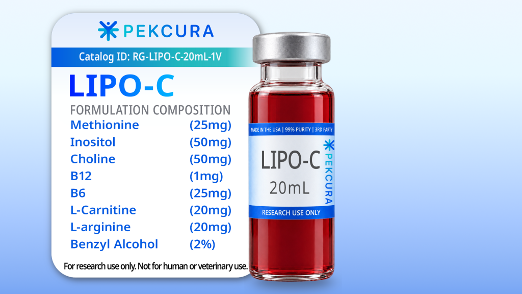 LIPO-C research grade solution in a 20mL vial with product label