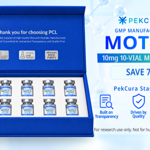 MOTS-c 10mg GMP manufactured research peptide 10 pack with product label