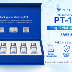 PT-141 10mg research peptide 5 pack with product label