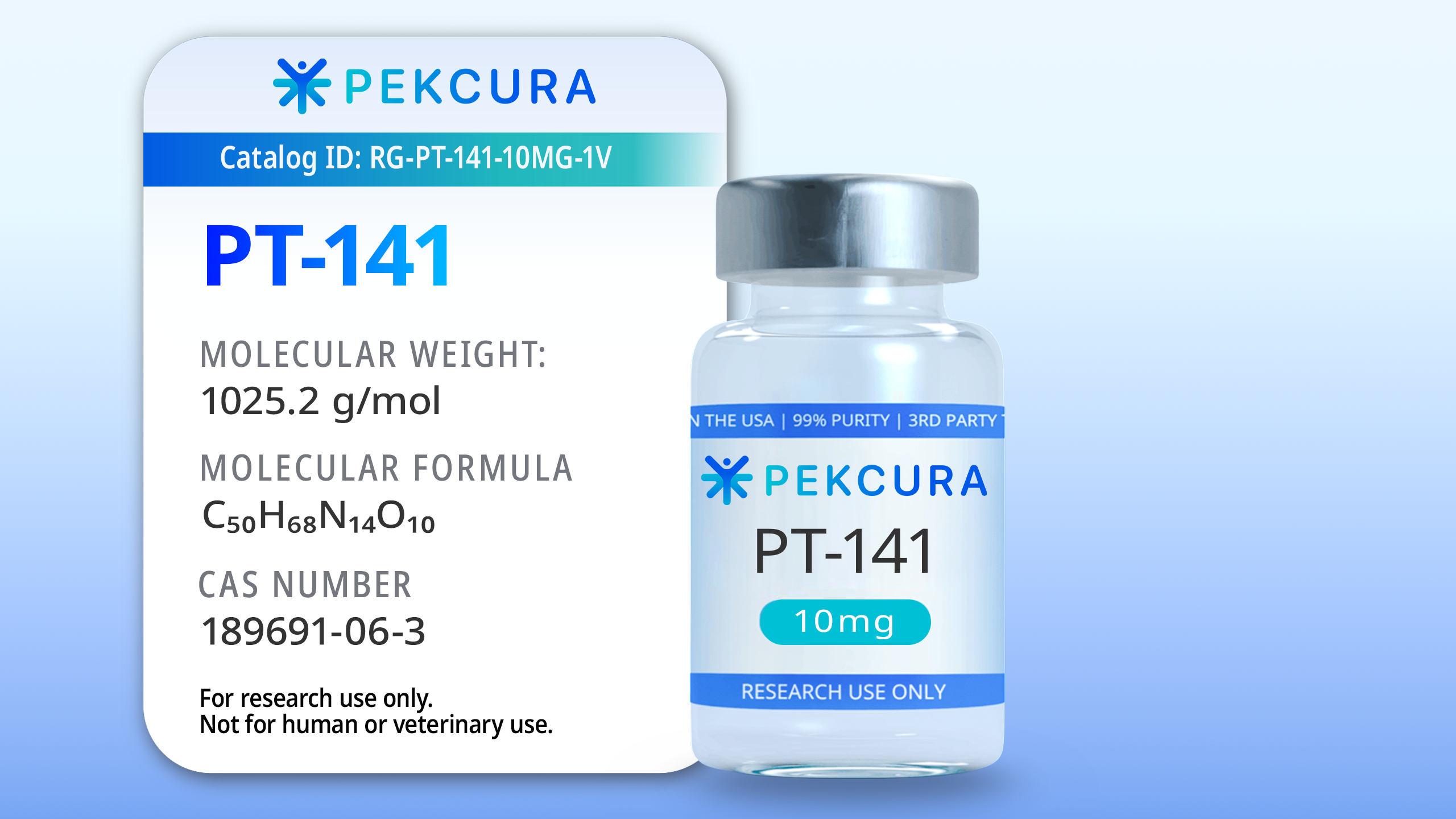 PT-141 10mg research peptide vial with product label
