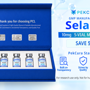 Selank 10mg GMP manufactured research peptide 5 pack with product label