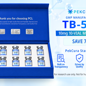 TB-500 10mg GMP manufactured research peptide 10 pack with product label