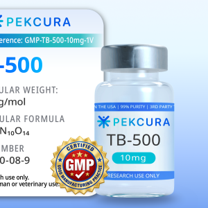 TB-500 10mg GMP manufactured peptide vial with product label