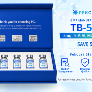 TB-500 5mg GMP manufactured research peptide 5 pack with product label
