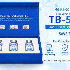 TB-500 5mg research peptide 3 pack with product label