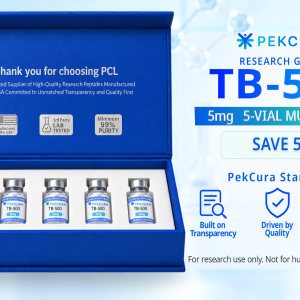 TB-500 5mg research peptide 5 pack with product label