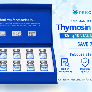 Thymosin Alpha 1 12mg GMP manufactured research peptide 10 pack with product label