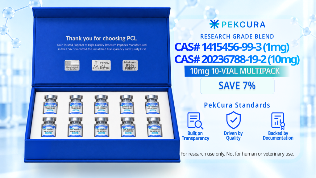 CAS # 415456-99-3 1mg and CAS # 2023788-19-2 10mg research grade peptide blend 10 pack with product label