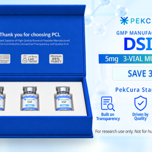 DSIP 5mg GMP manufactured research peptide 3 pack with product label