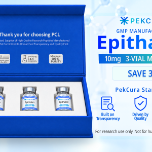 Epithalon 10mg GMP manufactured research peptide 3 pack with product label