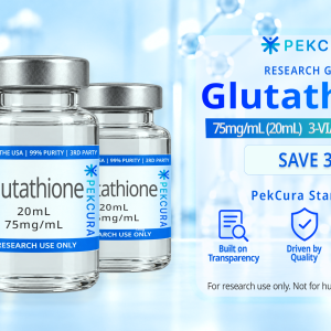 Glutathione 75mg research grade peptide 3 pack with product label