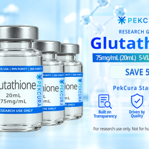 Glutathione 75mg research grade peptide 5 pack with product label