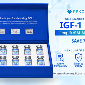 IGF-1 LR3 1mg GMP manufactured research peptide 10 pack with product label