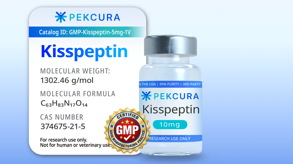 Kisspeptin 10mg GMP Manufactured research peptide vial with product label