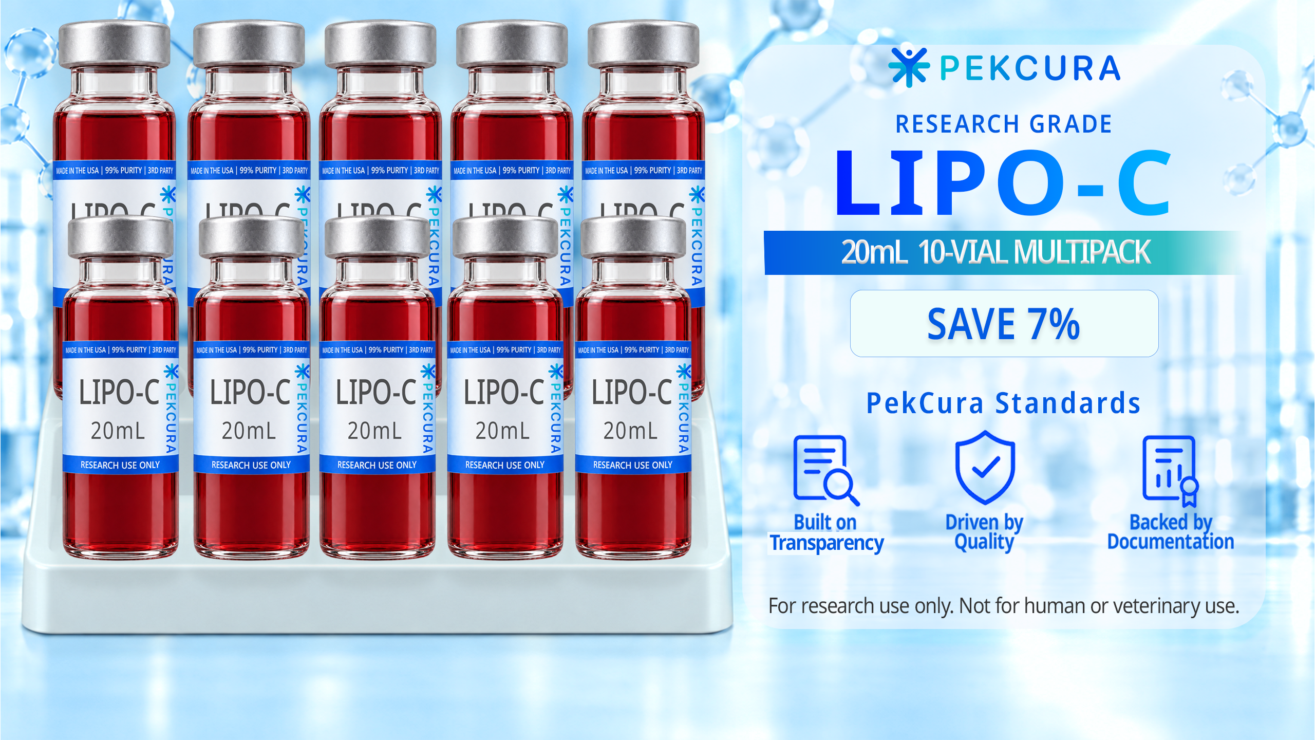 LIPO-C research grade solution 10 20mL vial multipack with product label