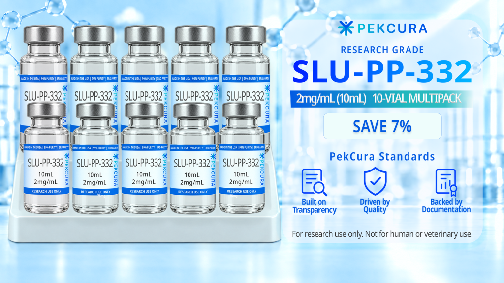 SLU-PP-332 2mg/mL research grade solution 10 10mL vial multipack with product label