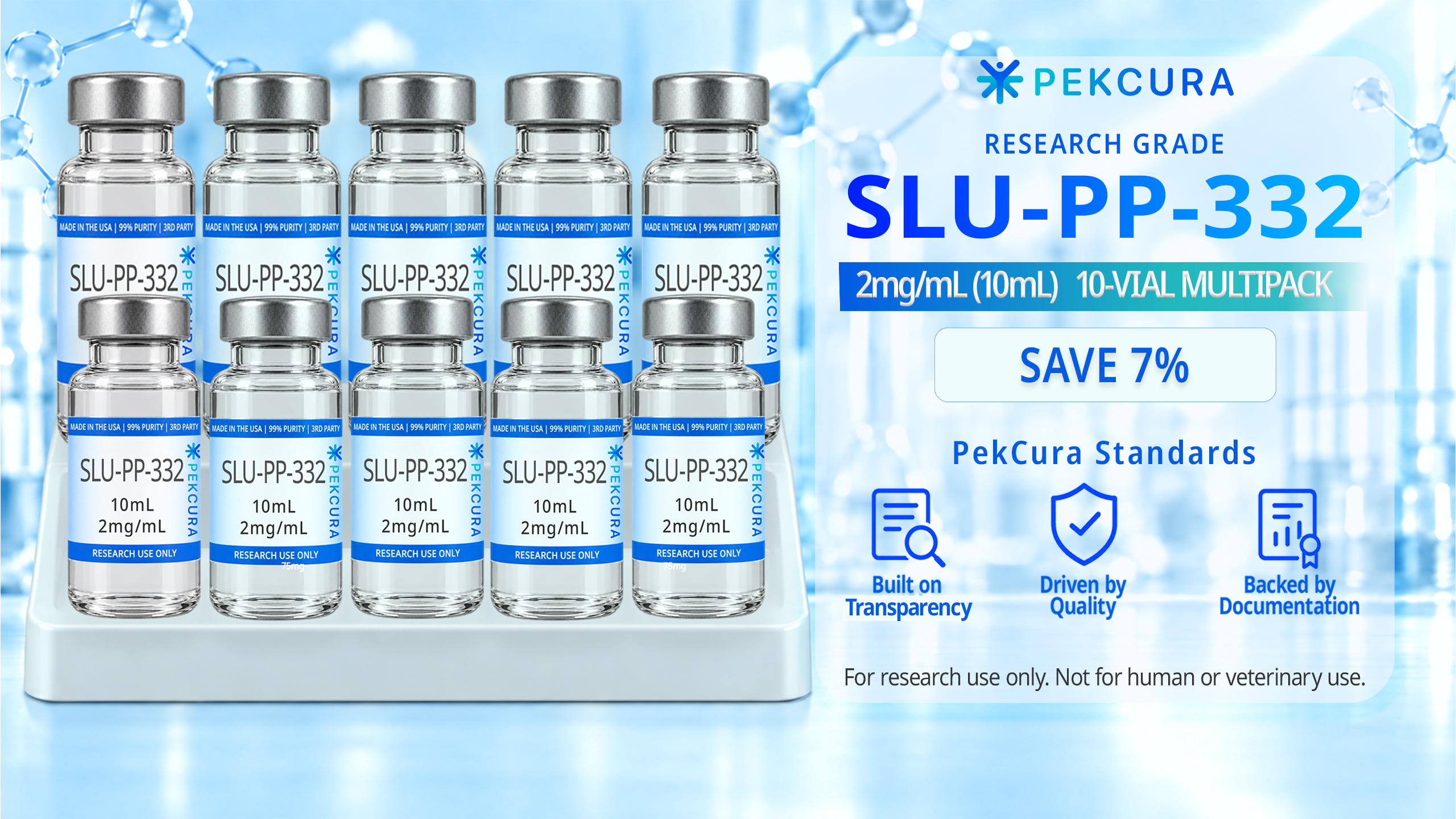 SLU-PP-332 2mg/mL research grade solution 10 10mL vial multipack with product label