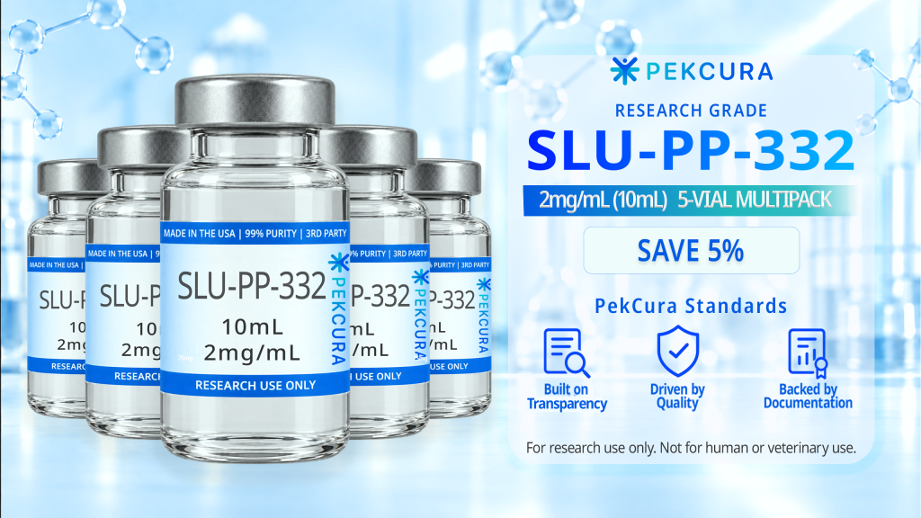 SLU-PP-332 2mg/mL research grade solution 5 10mL vial multipack with product label