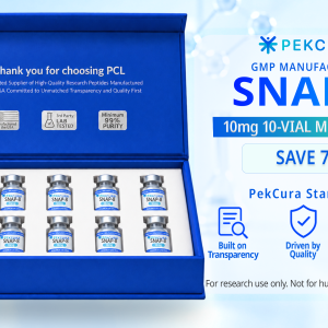 Snap-8 10mg GMP manufactured research peptide 10 pack with product label